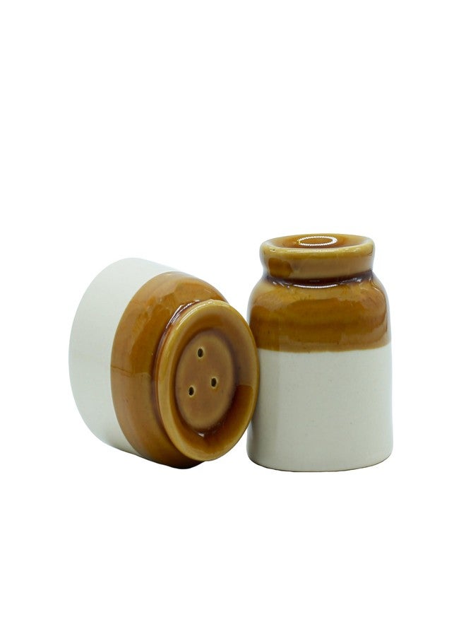 aaBco Ceramic Salt and Pepper Shaker Set, Brown and White, Kitchen Table Seasoning Containers (Small) - Image 4